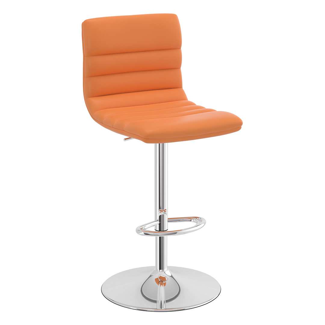 Faux Leather Bar Stool With Polished Chrome Base - Halverton