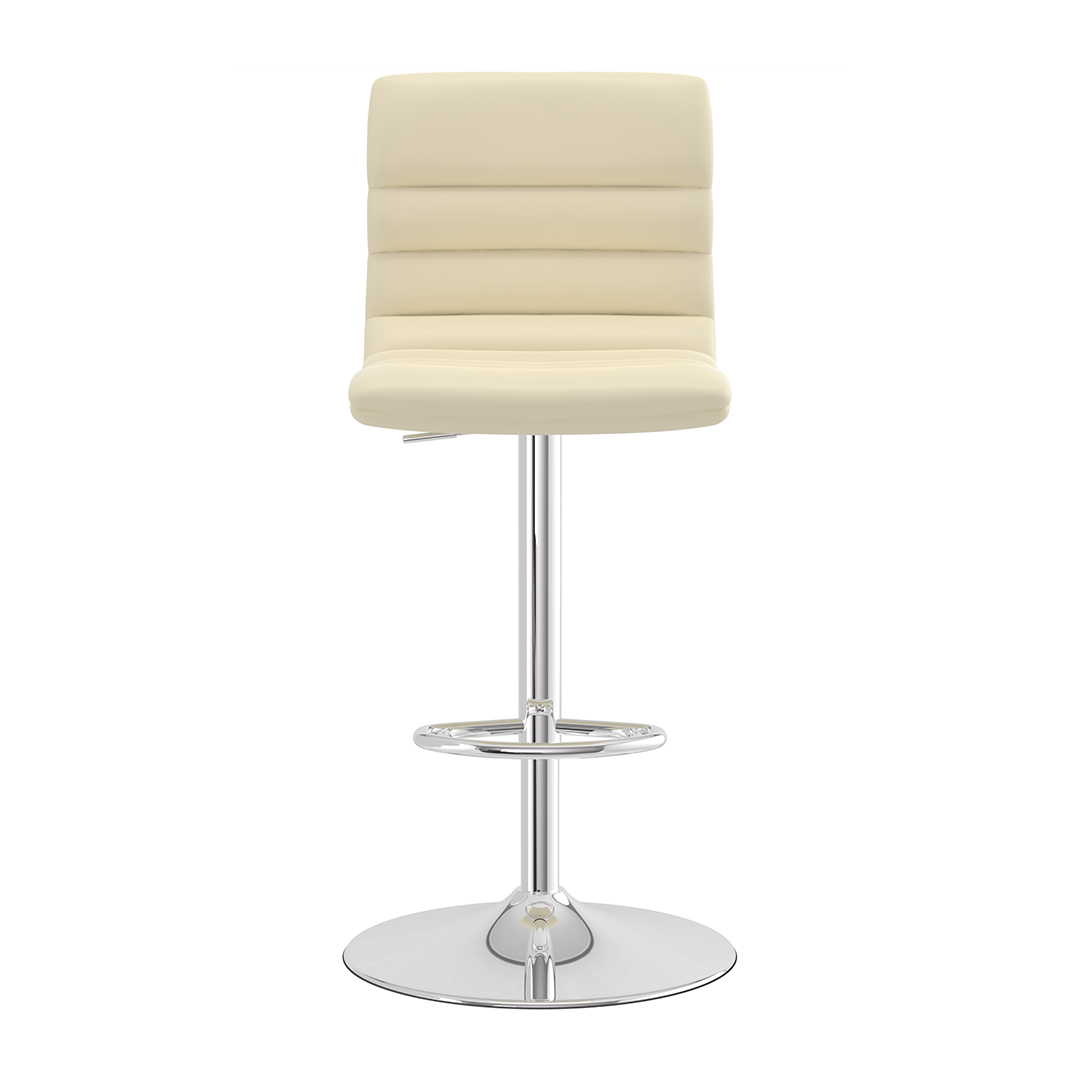 Faux Leather Bar Stool With Polished Chrome Base - Halverton