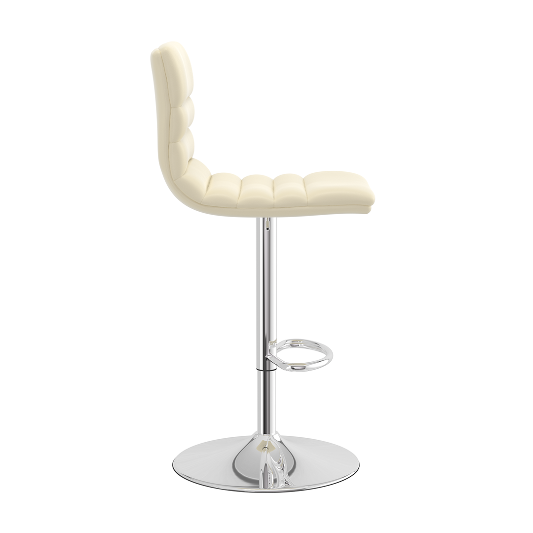 Faux Leather Bar Stool With Polished Chrome Base - Halverton