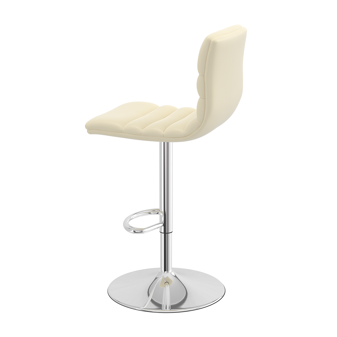 Faux Leather Bar Stool With Polished Chrome Base - Halverton