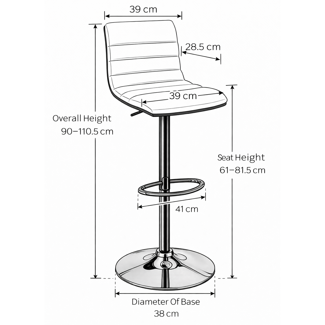 Faux Leather Bar Stool With Polished Chrome Base - Halverton