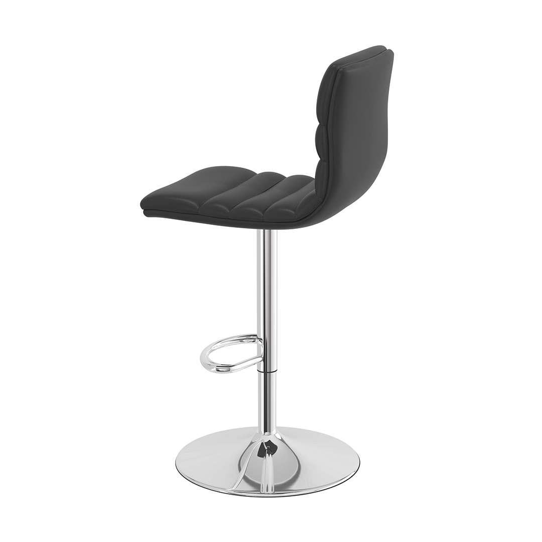 Faux Leather Bar Stool With Polished Chrome Base - Halverton