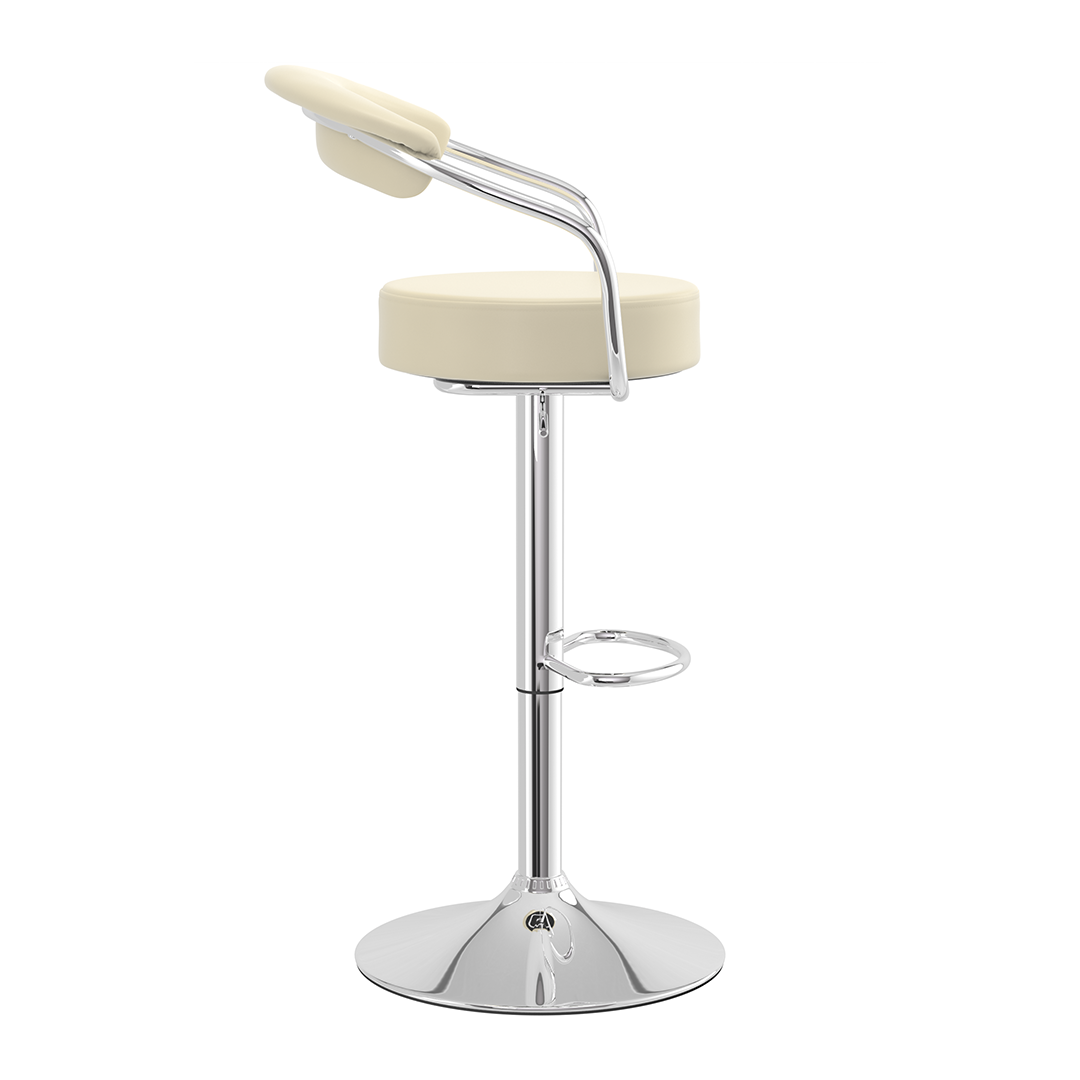 Faux Leather Bar Stool With Polished Chrome Base - Zivley