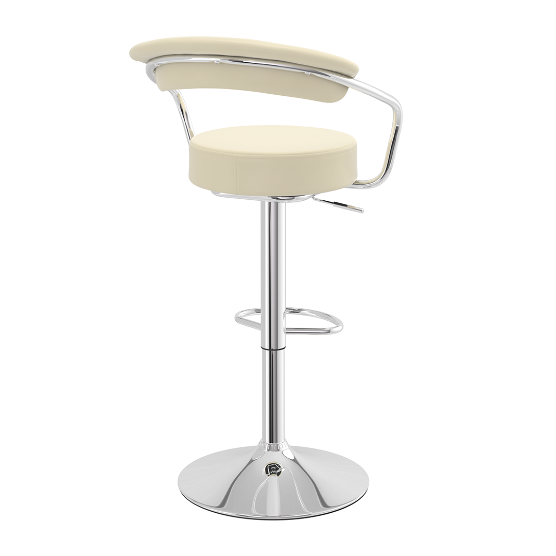 Faux Leather Bar Stool With Polished Chrome Base - Zivley