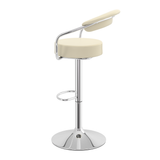 Faux Leather Bar Stool With Polished Chrome Base - Zivley