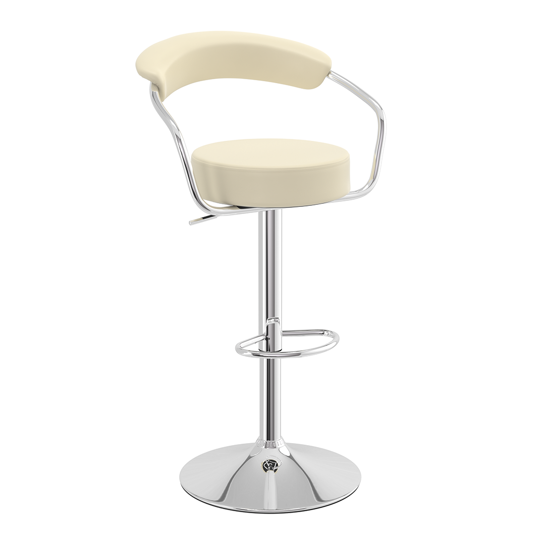 Faux Leather Bar Stool With Polished Chrome Base - Zivley