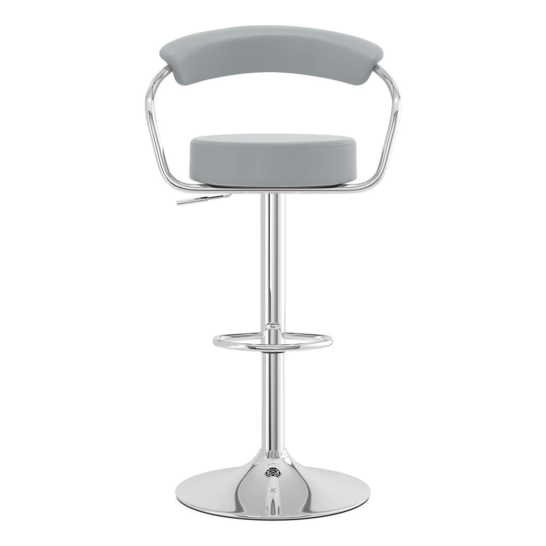 Faux Leather Bar Stool With Polished Chrome Base - Zivley