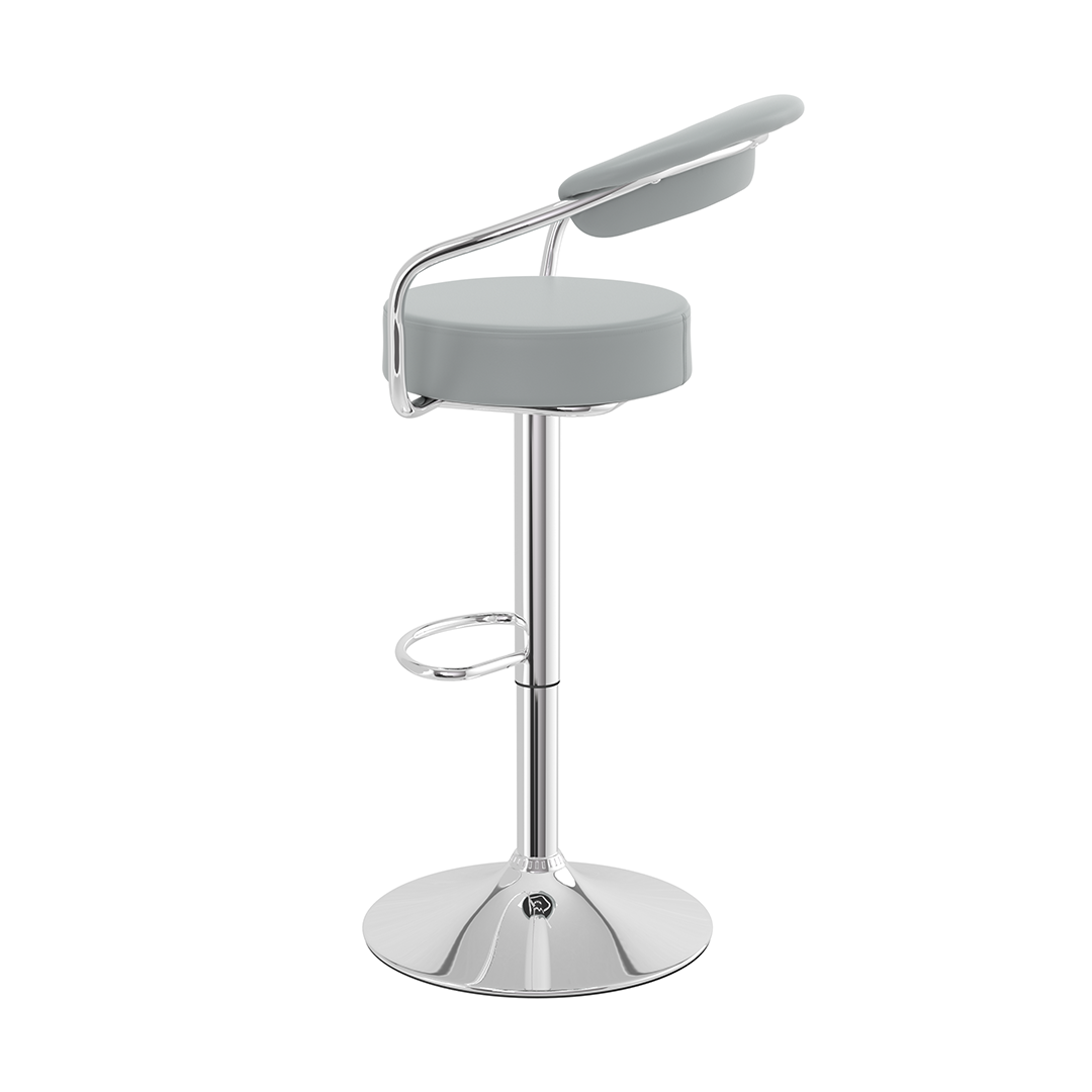 Faux Leather Bar Stool With Polished Chrome Base - Zivley