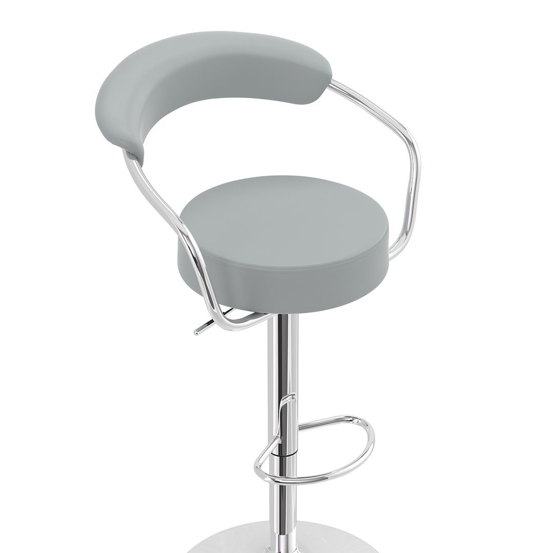 Faux Leather Bar Stool With Polished Chrome Base - Zivley