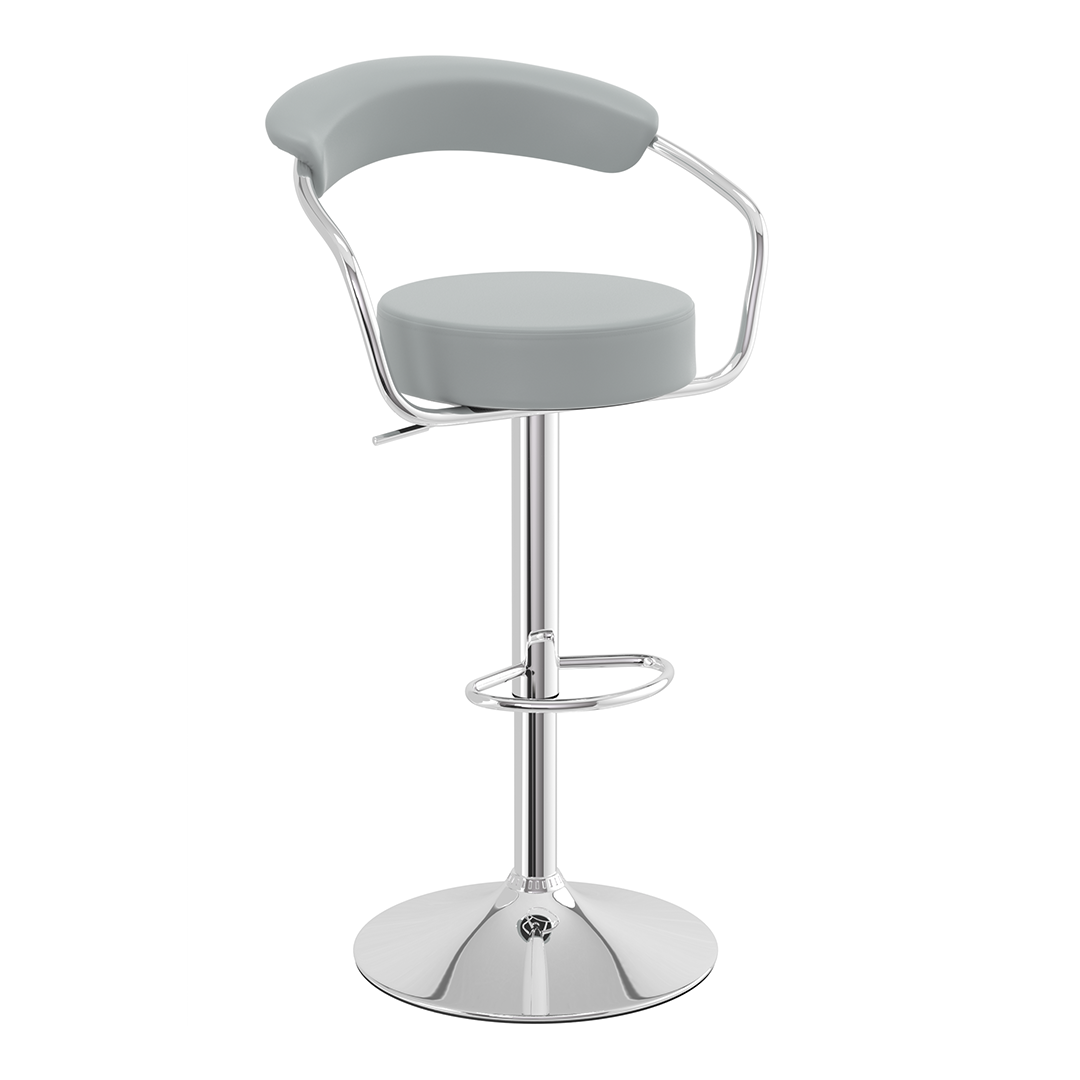 Faux Leather Bar Stool With Polished Chrome Base - Zivley