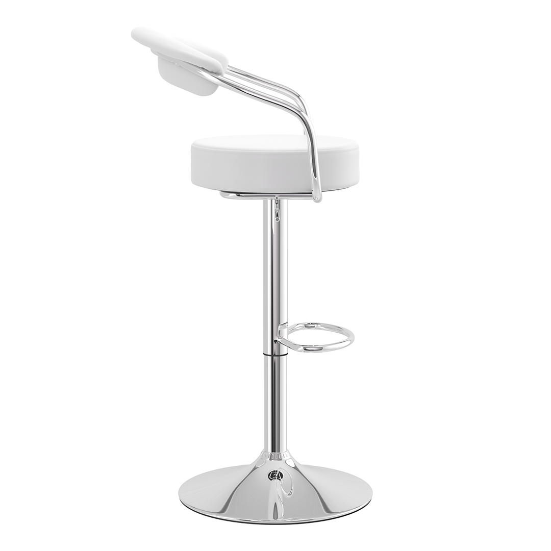 Faux Leather Bar Stool With Polished Chrome Base - Zivley