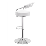 Faux Leather Bar Stool With Polished Chrome Base - Zivley