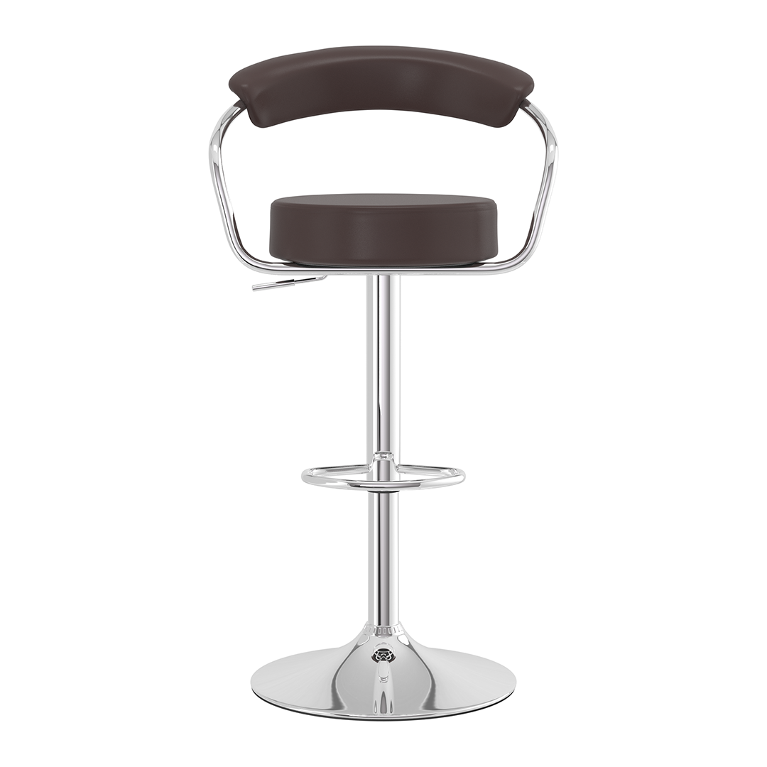 Faux Leather Bar Stool With Polished Chrome Base - Zivley