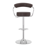 Faux Leather Bar Stool With Polished Chrome Base - Zivley