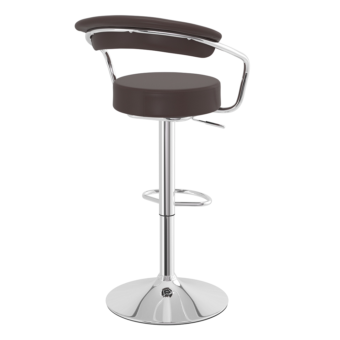 Faux Leather Bar Stool With Polished Chrome Base - Zivley