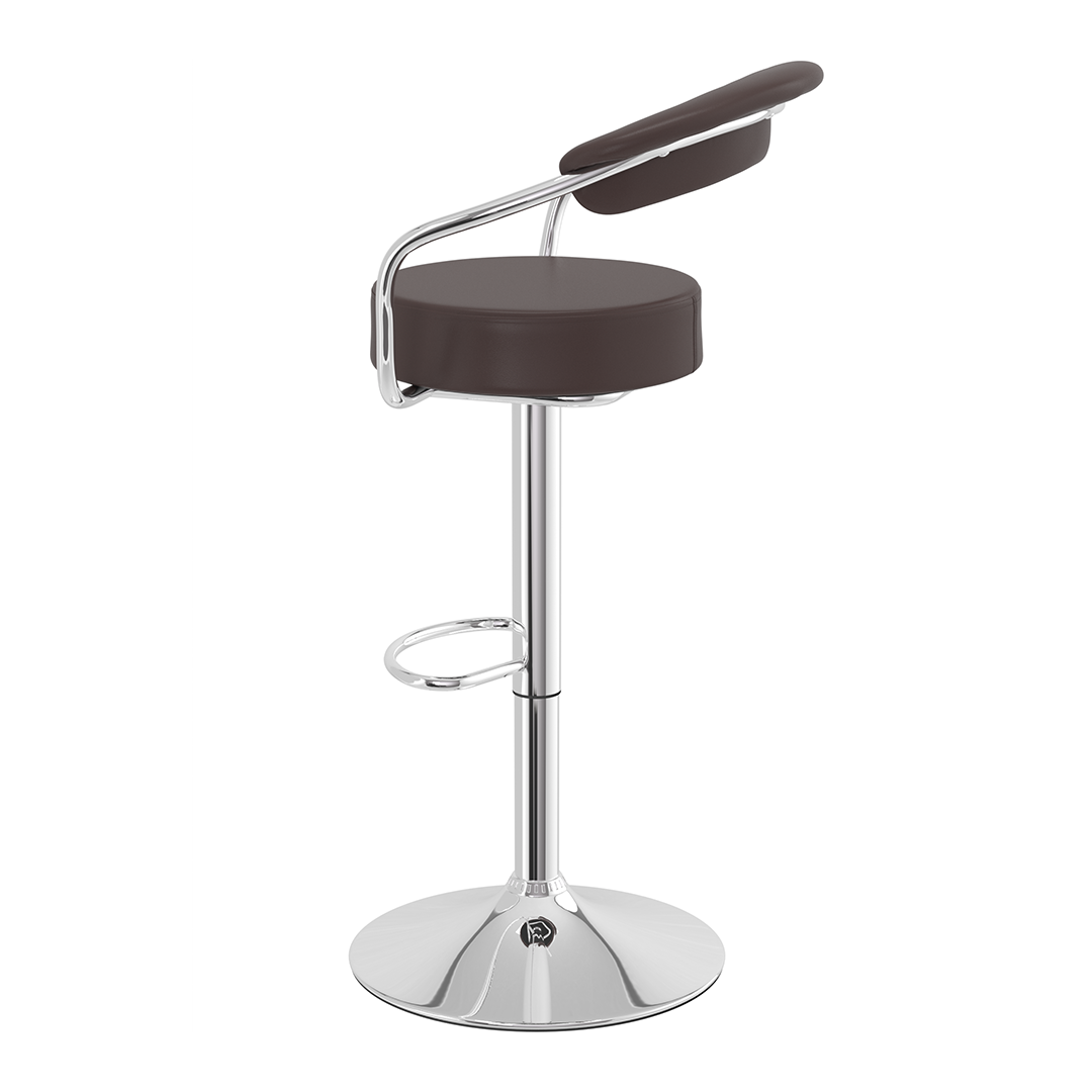 Faux Leather Bar Stool With Polished Chrome Base - Zivley
