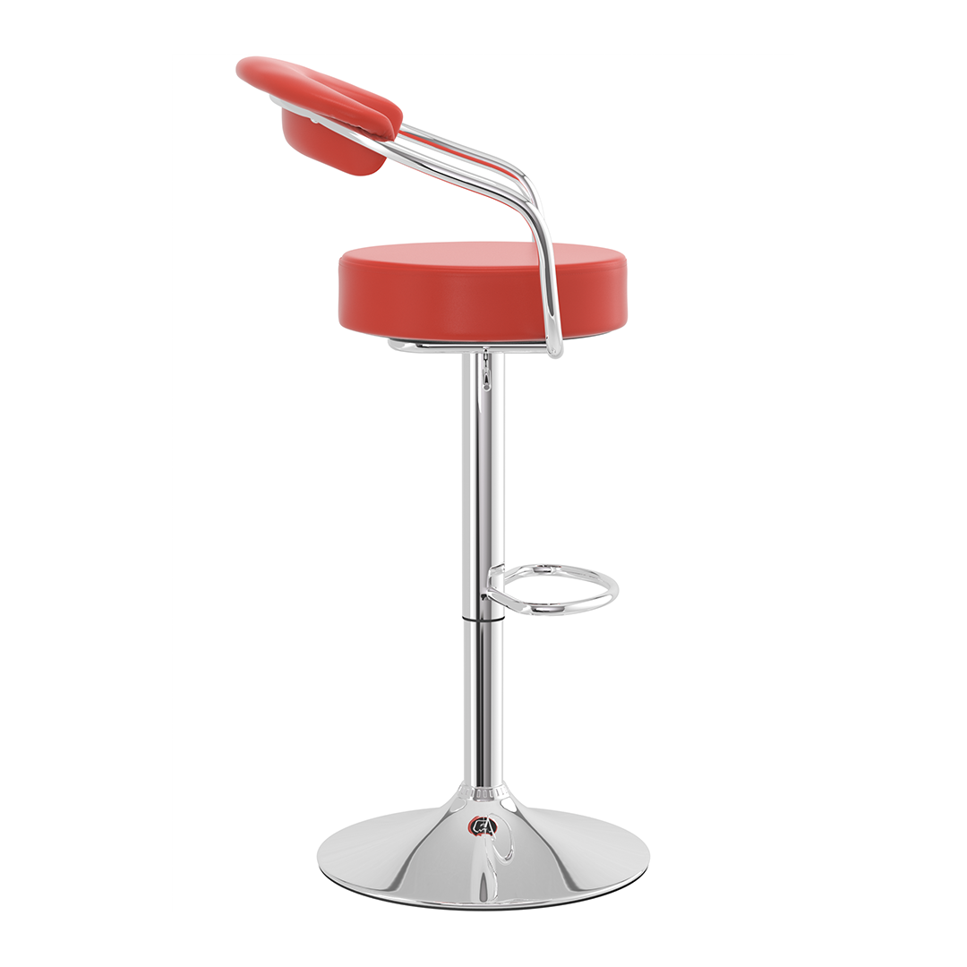 Faux Leather Bar Stool With Polished Chrome Base - Zivley