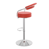 Faux Leather Bar Stool With Polished Chrome Base - Zivley
