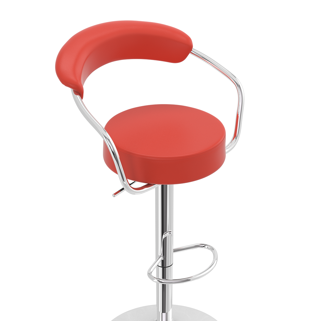 Faux Leather Bar Stool With Polished Chrome Base - Zivley