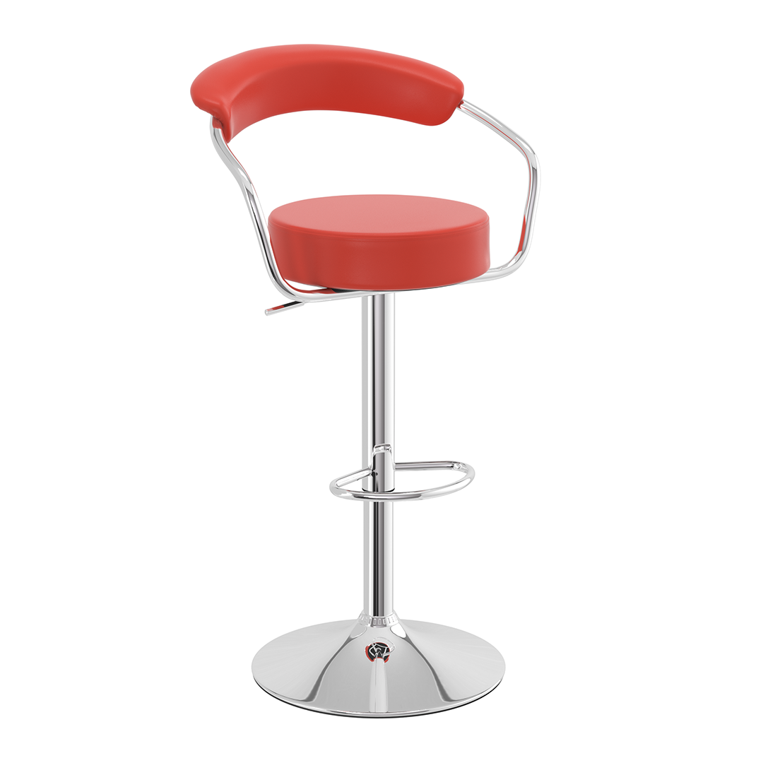 Faux Leather Bar Stool With Polished Chrome Base - Zivley