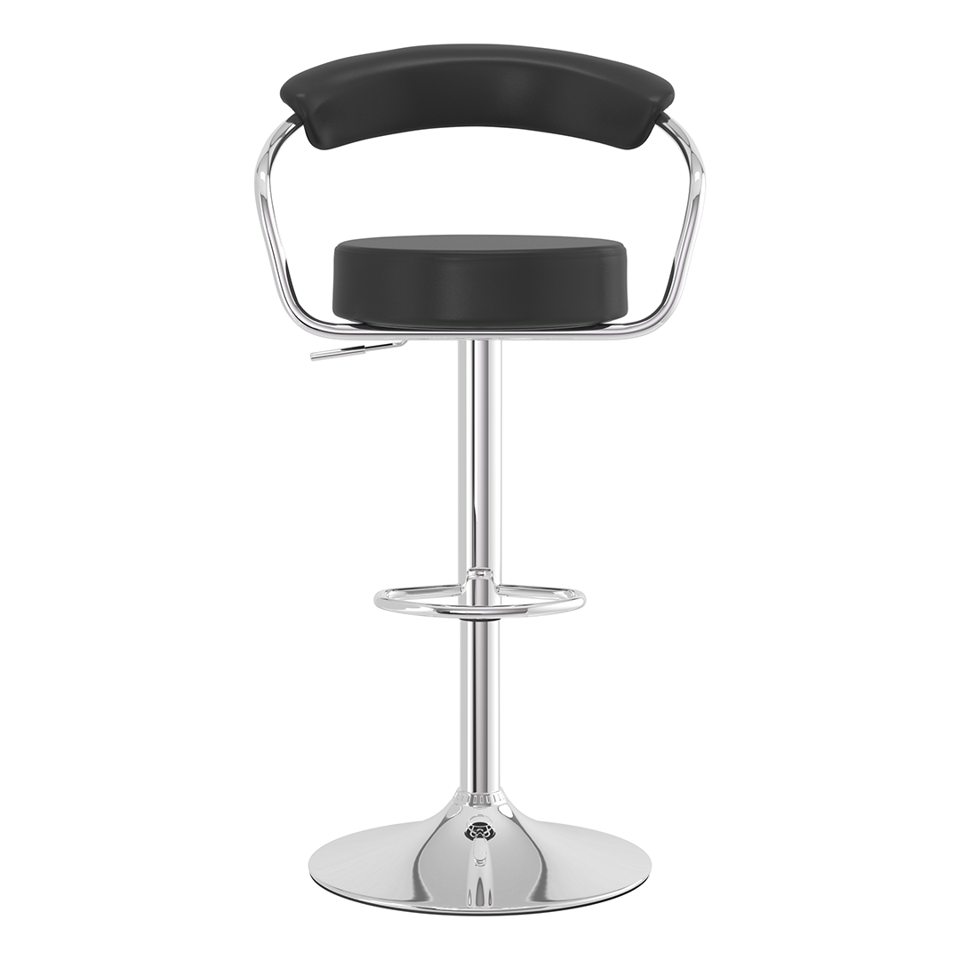 Faux Leather Bar Stool With Polished Chrome Base - Zivley