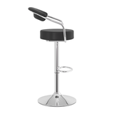 Faux Leather Bar Stool With Polished Chrome Base - Zivley