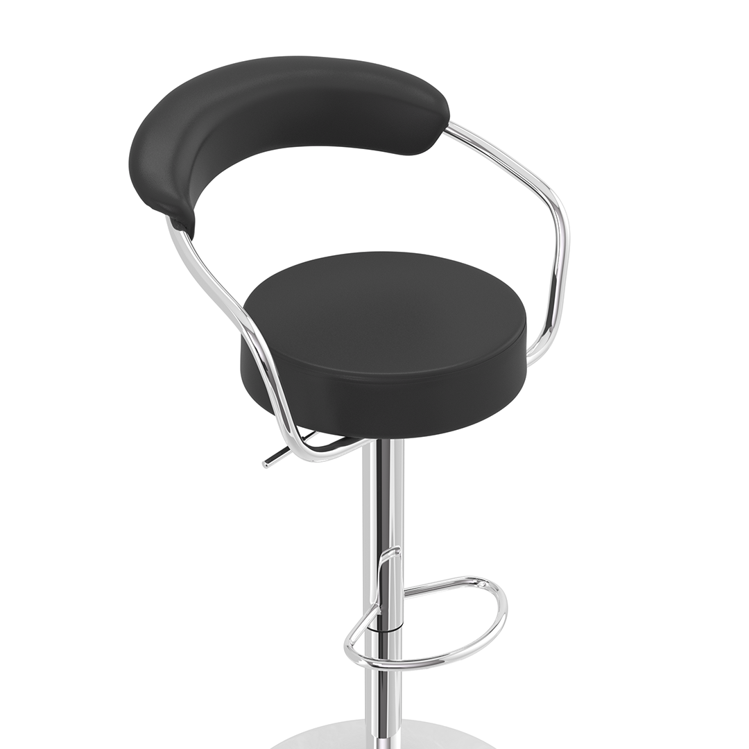 Faux Leather Bar Stool With Polished Chrome Base - Zivley