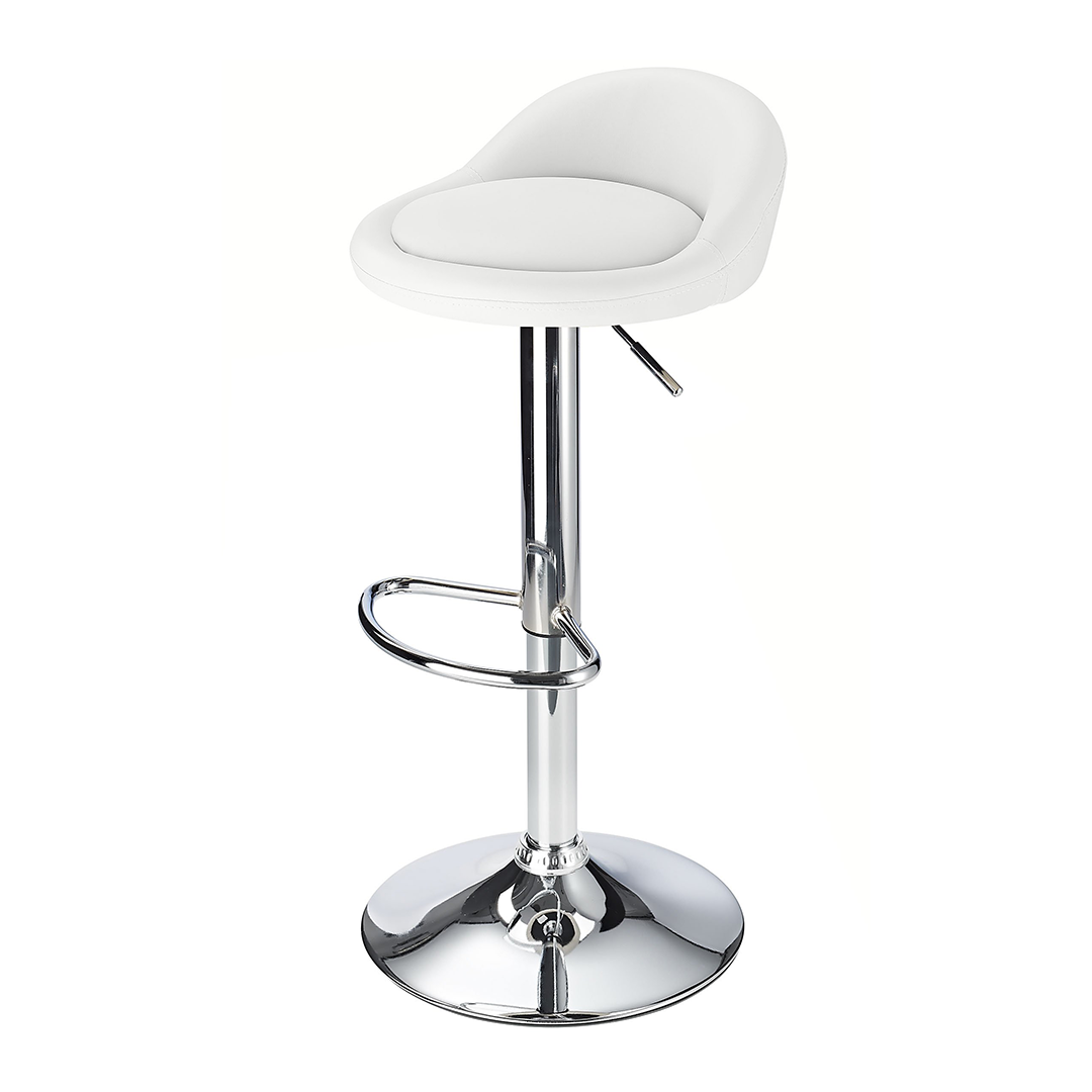 Faux Leather Bar Stool With Polished Chrome Frame - Derring