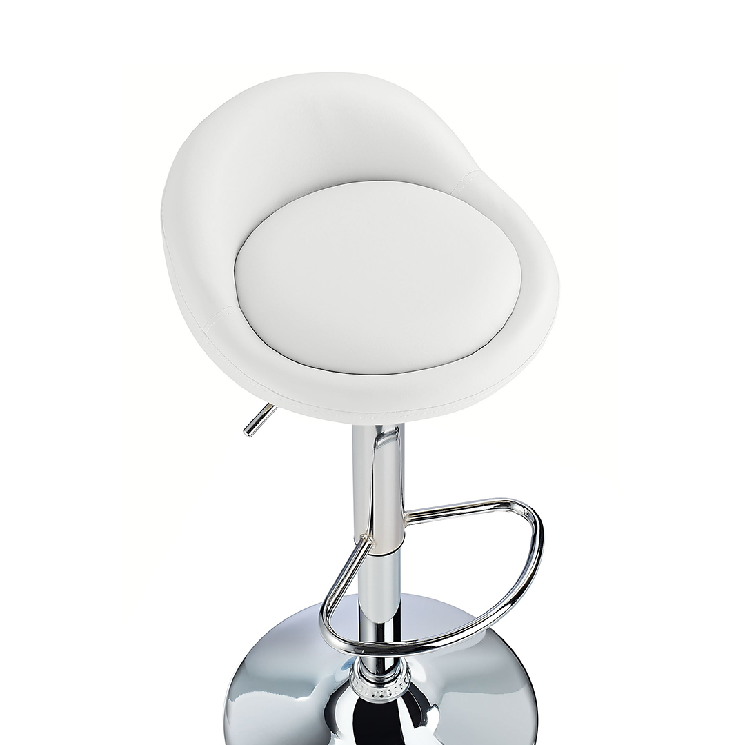 Faux Leather Bar Stool With Polished Chrome Frame - Derring