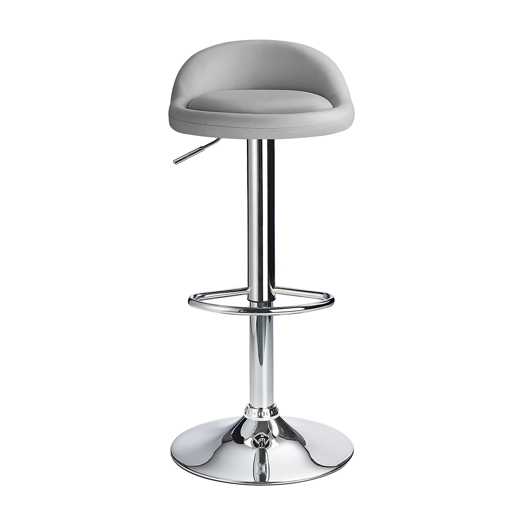 Faux Leather Bar Stool With Polished Chrome Frame - Derring
