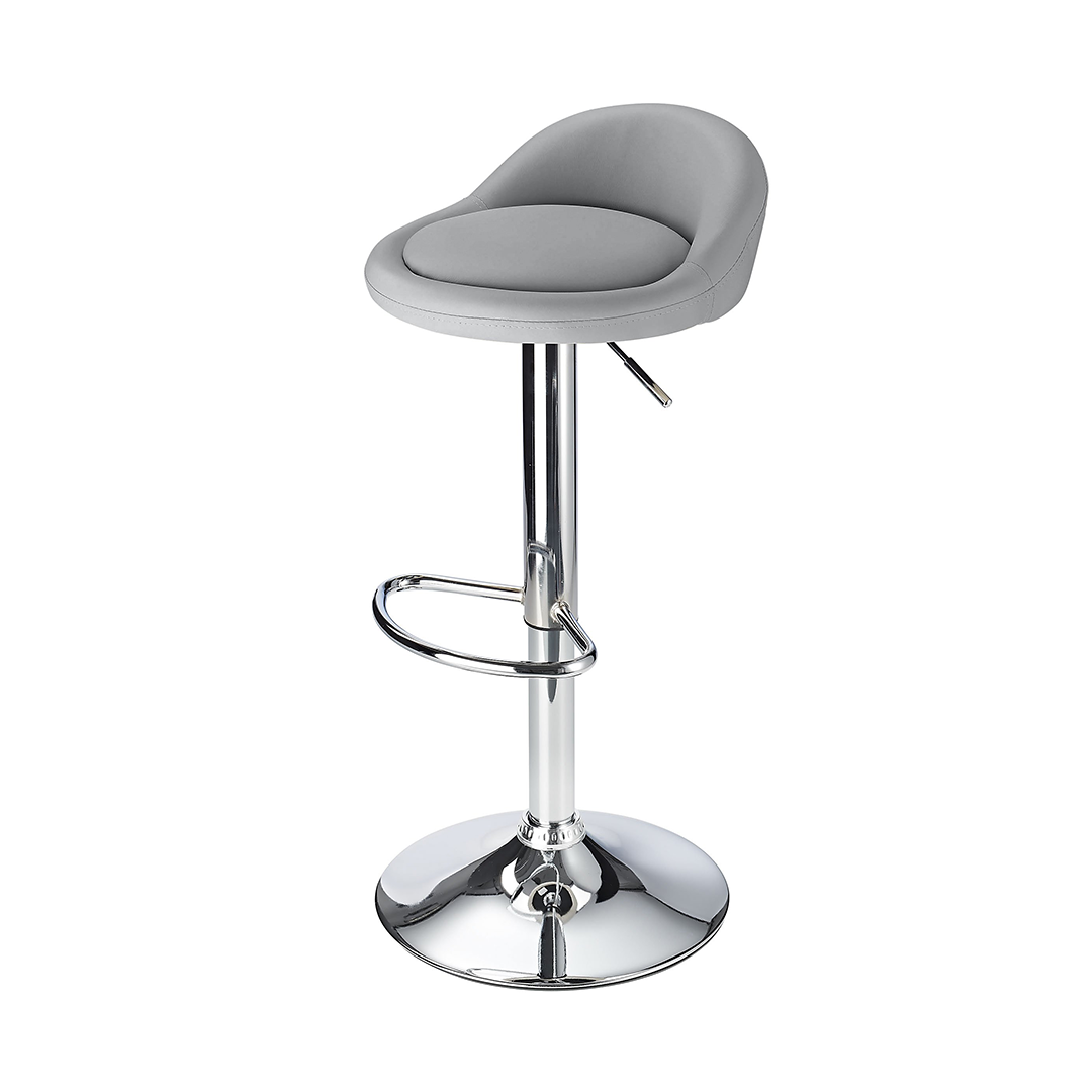 Faux Leather Bar Stool With Polished Chrome Frame - Derring