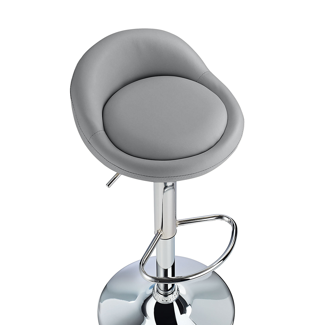 Faux Leather Bar Stool With Polished Chrome Frame - Derring