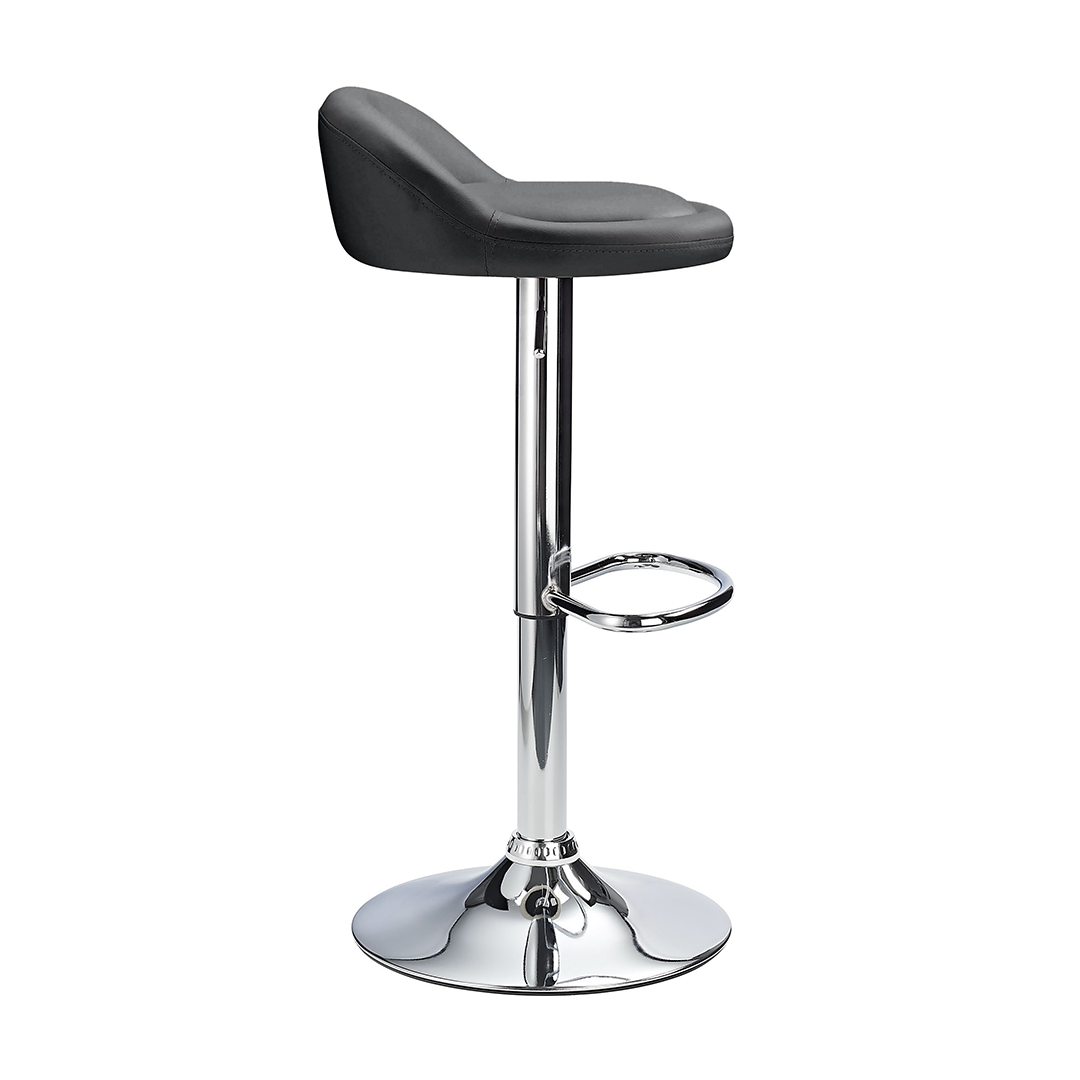 Faux Leather Bar Stool With Polished Chrome Frame - Derring