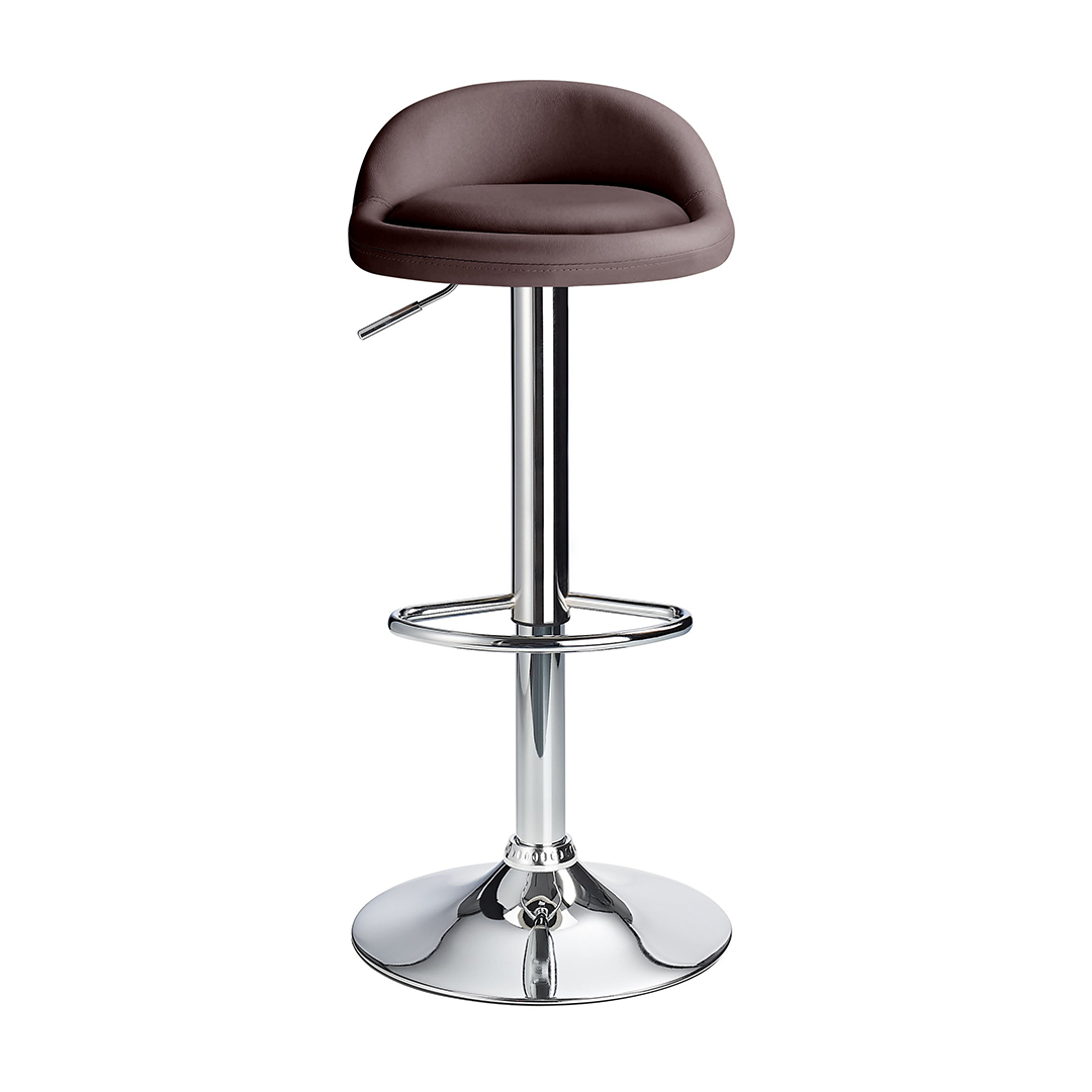 Faux Leather Bar Stool With Polished Chrome Frame - Derring