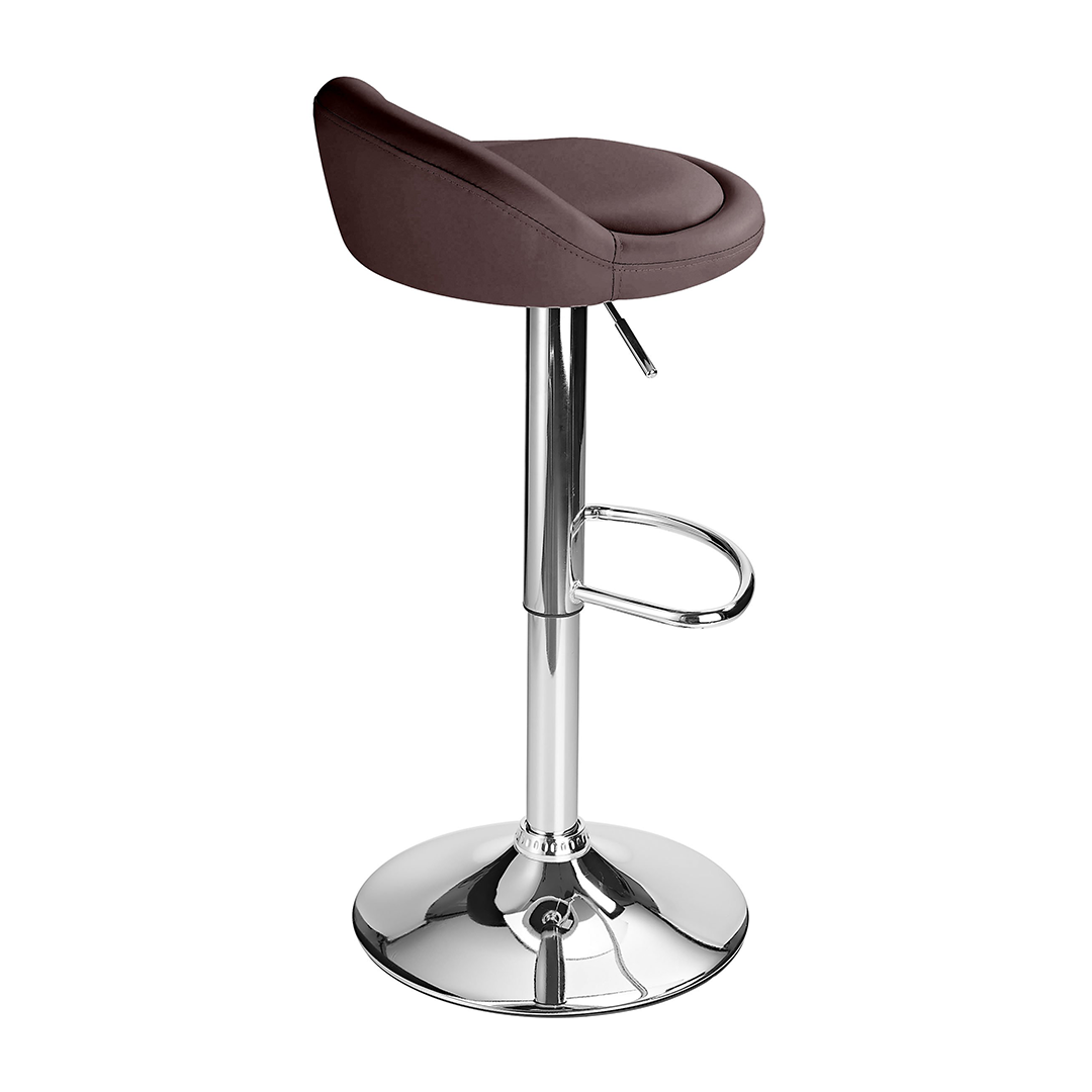 Faux Leather Bar Stool With Polished Chrome Frame - Derring