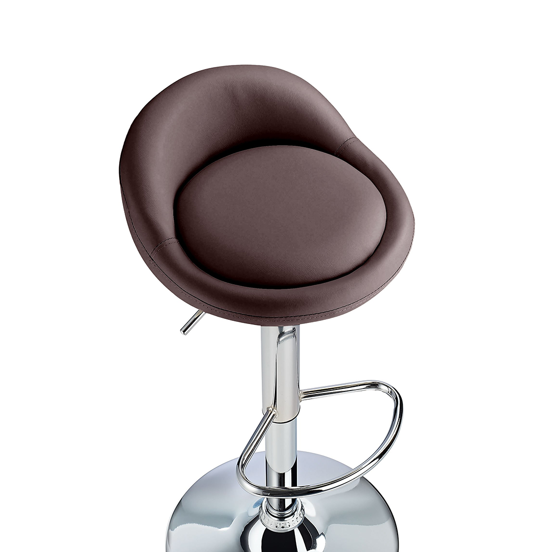 Faux Leather Bar Stool With Polished Chrome Frame - Derring
