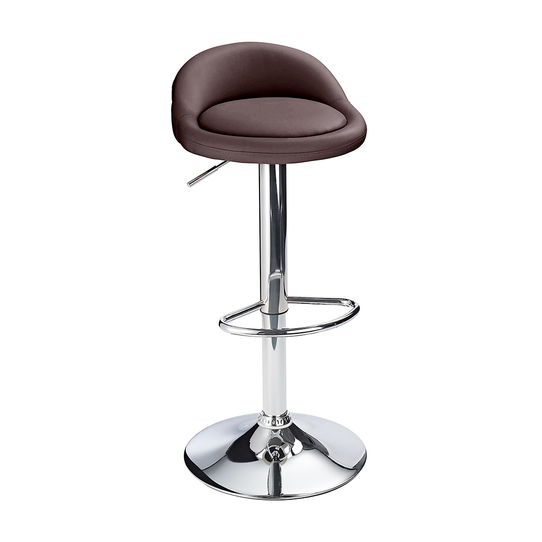 Faux Leather Bar Stool With Polished Chrome Frame - Derring