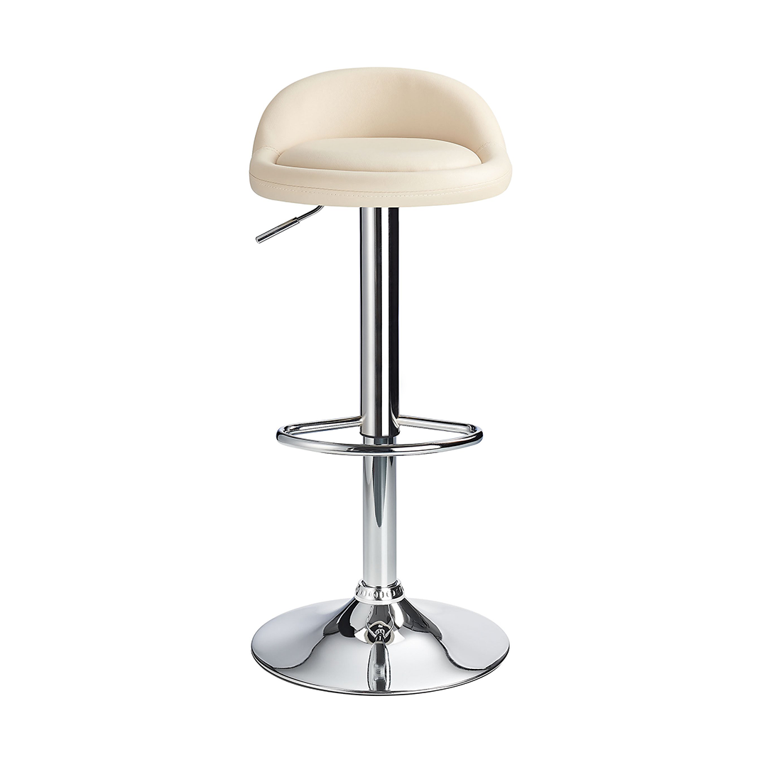 Faux Leather Bar Stool With Polished Chrome Frame - Derring