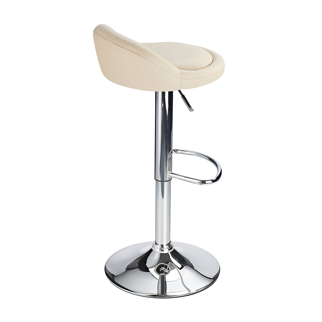 Faux Leather Bar Stool With Polished Chrome Frame - Derring