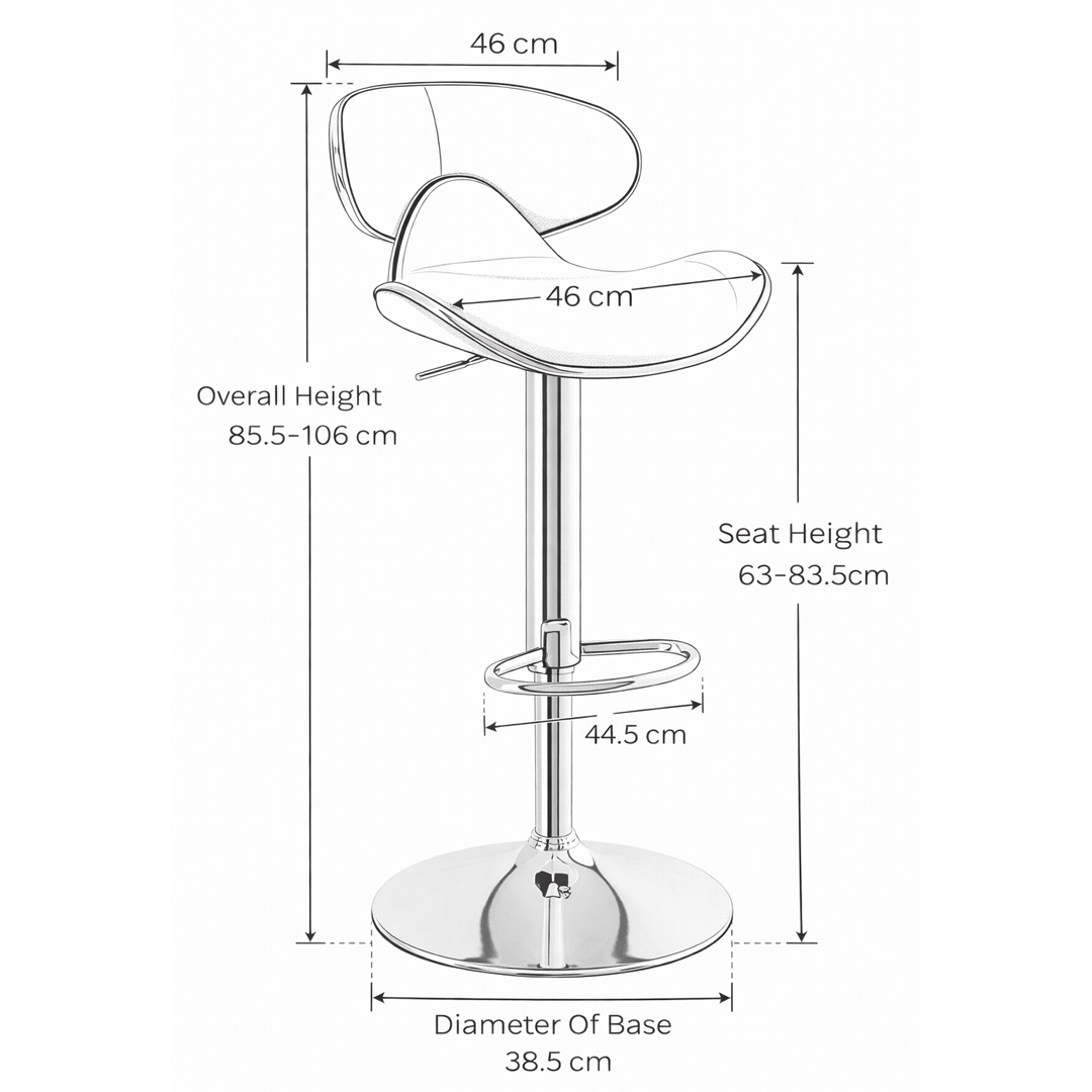 Faux Leather Bar Stool With Polished Chrome Frame - Selworthy