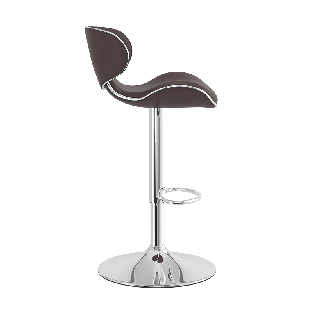 Faux Leather Bar Stool With Polished Chrome Frame - Selworthy