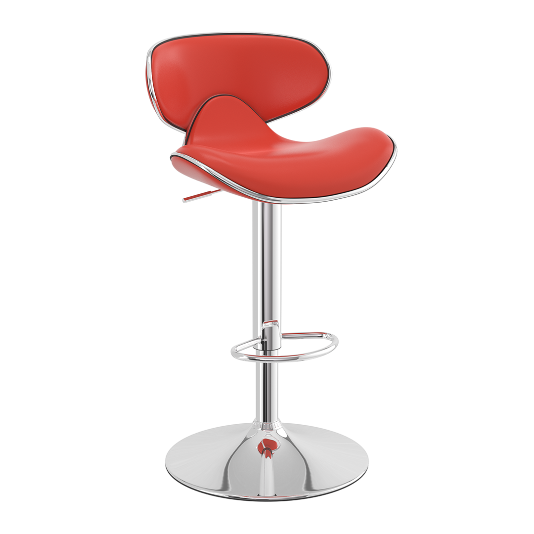 Faux Leather Bar Stool With Polished Chrome Frame - Selworthy