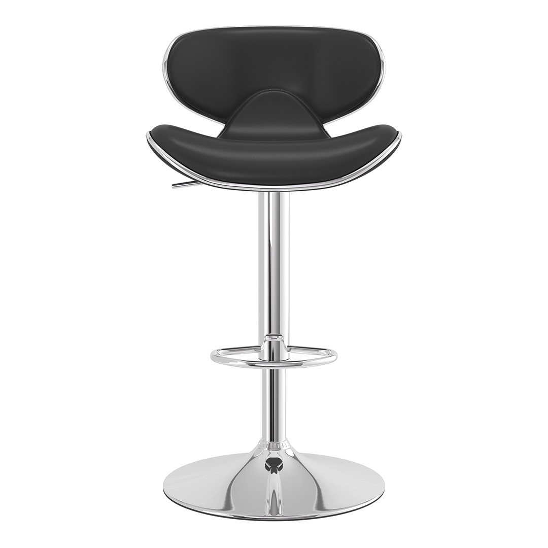 Faux Leather Bar Stool With Polished Chrome Frame - Selworthy