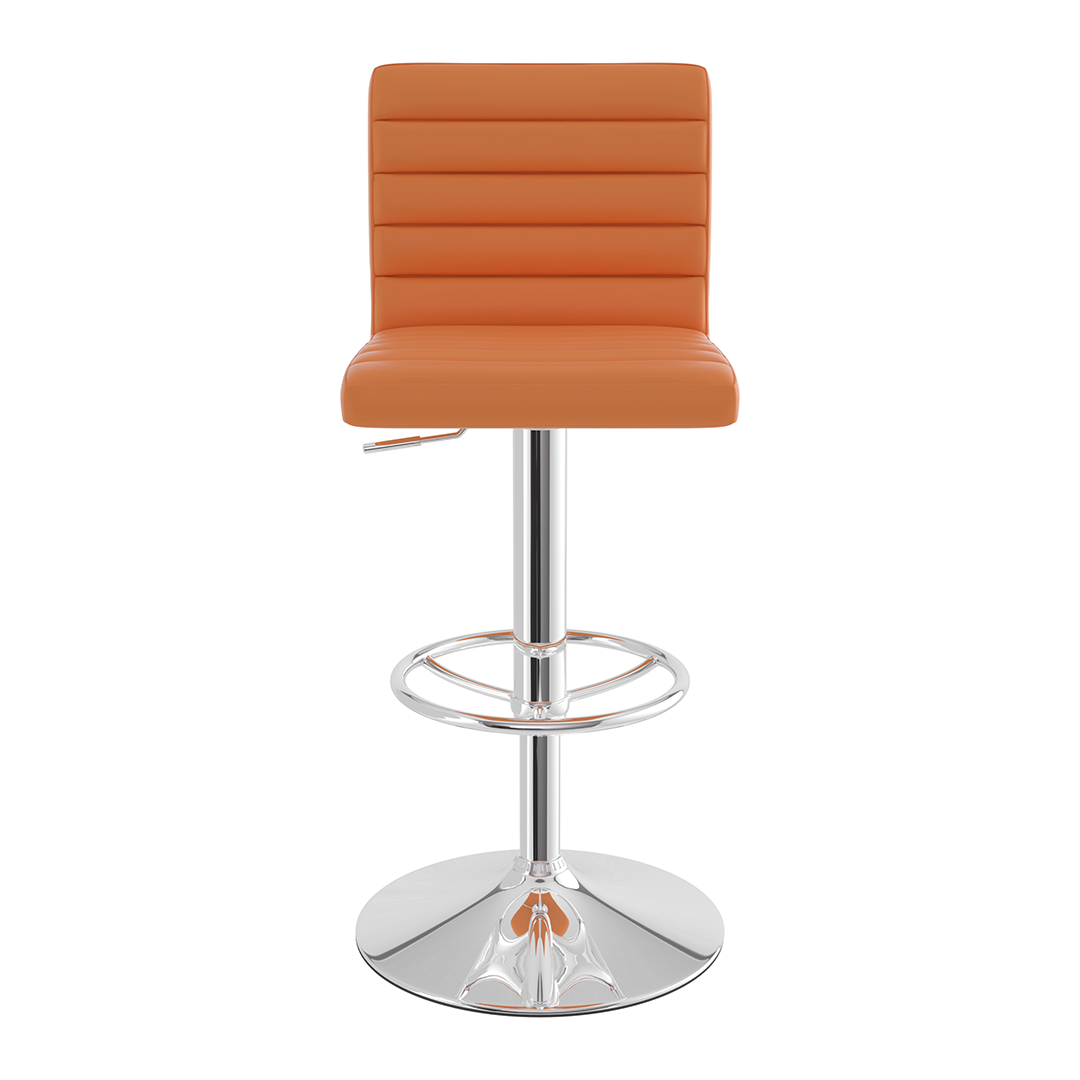 Faux Leather Bar Stool With Polished Chrome Frame - Somerville