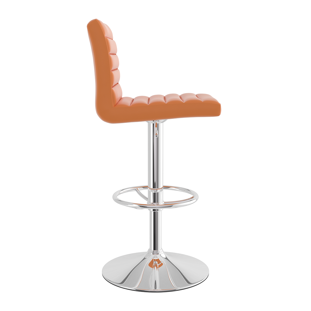 Faux Leather Bar Stool With Polished Chrome Frame - Somerville
