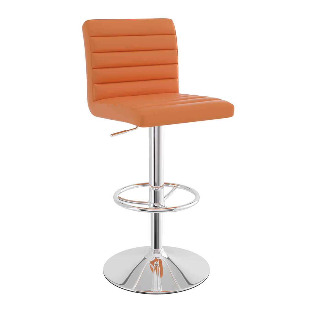 Faux Leather Bar Stool With Polished Chrome Frame - Somerville