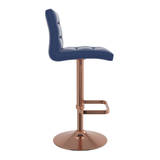 Faux Leather Bar Stool With Rose Gold Base - Dunley