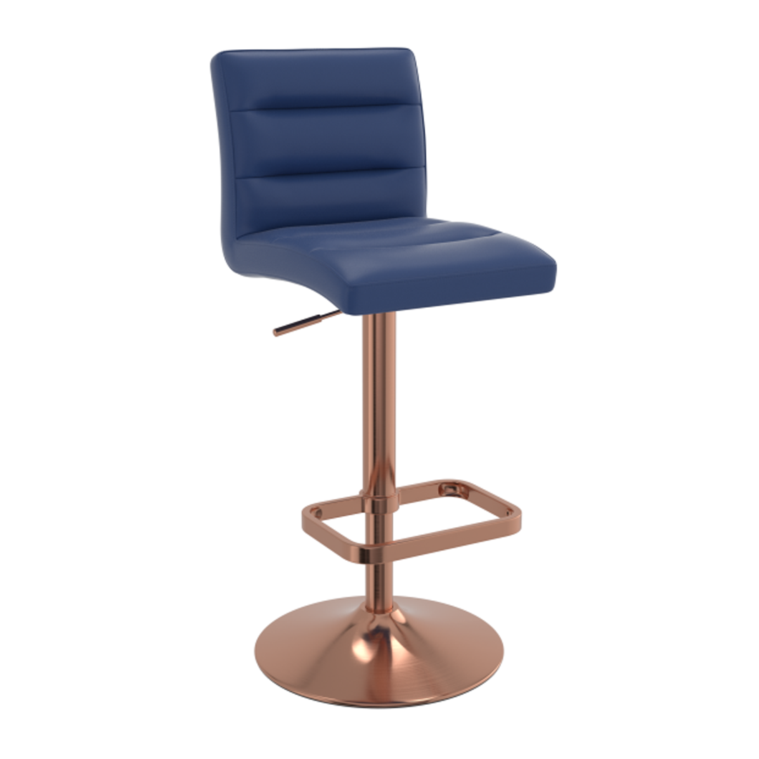 Faux Leather Bar Stool With Rose Gold Base - Dunley