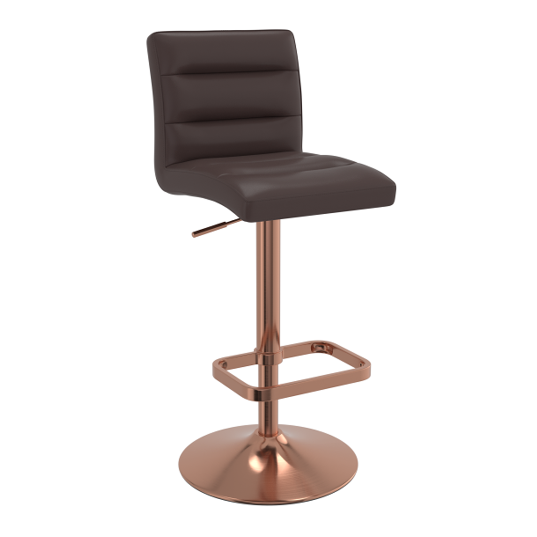 Faux Leather Bar Stool With Rose Gold Base - Dunley