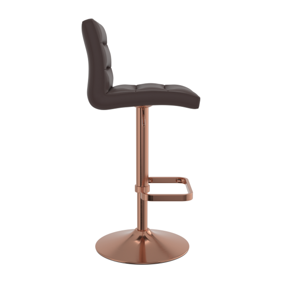 Faux Leather Bar Stool With Rose Gold Base - Dunley